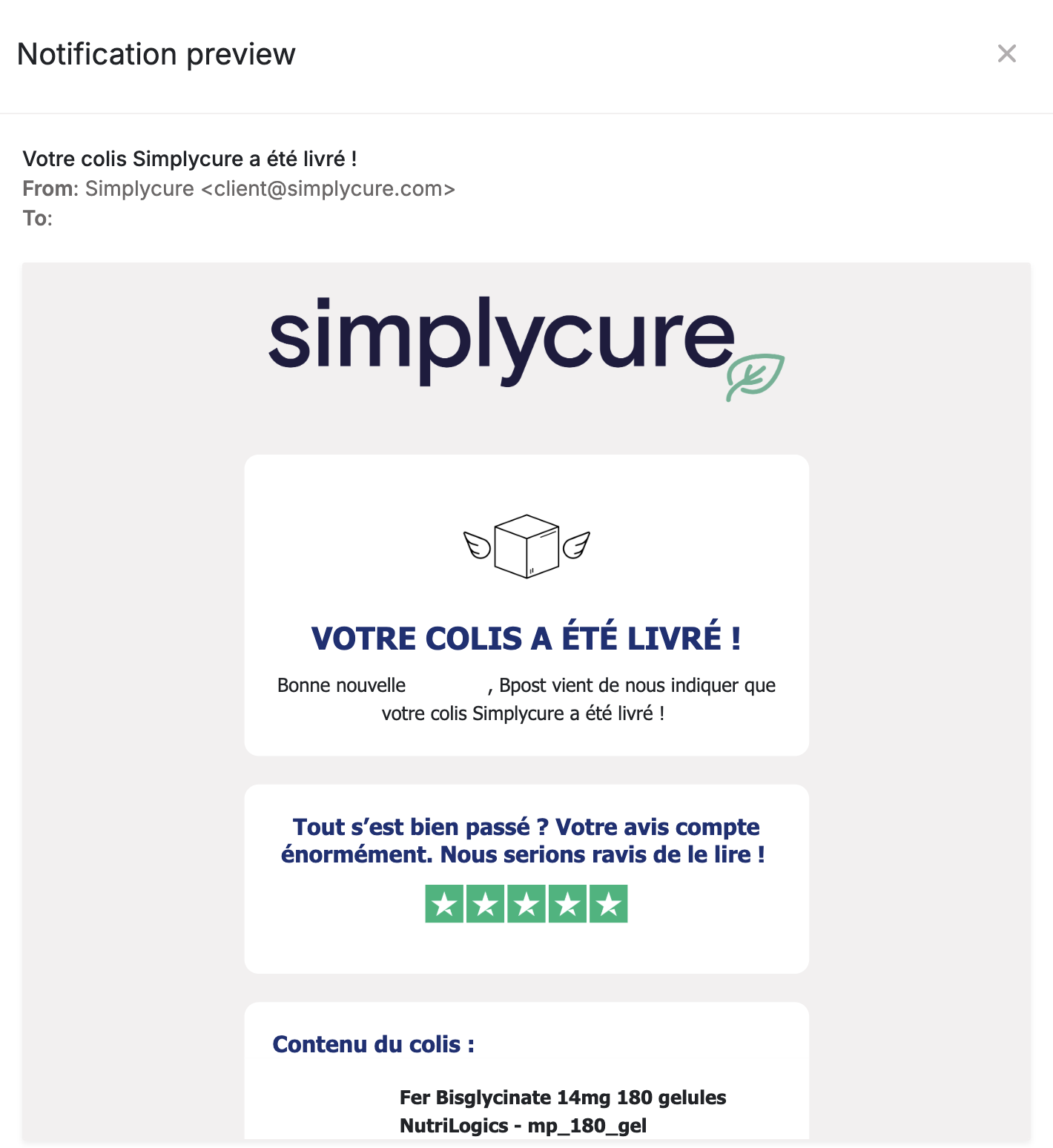 Email : votre colis a été livré