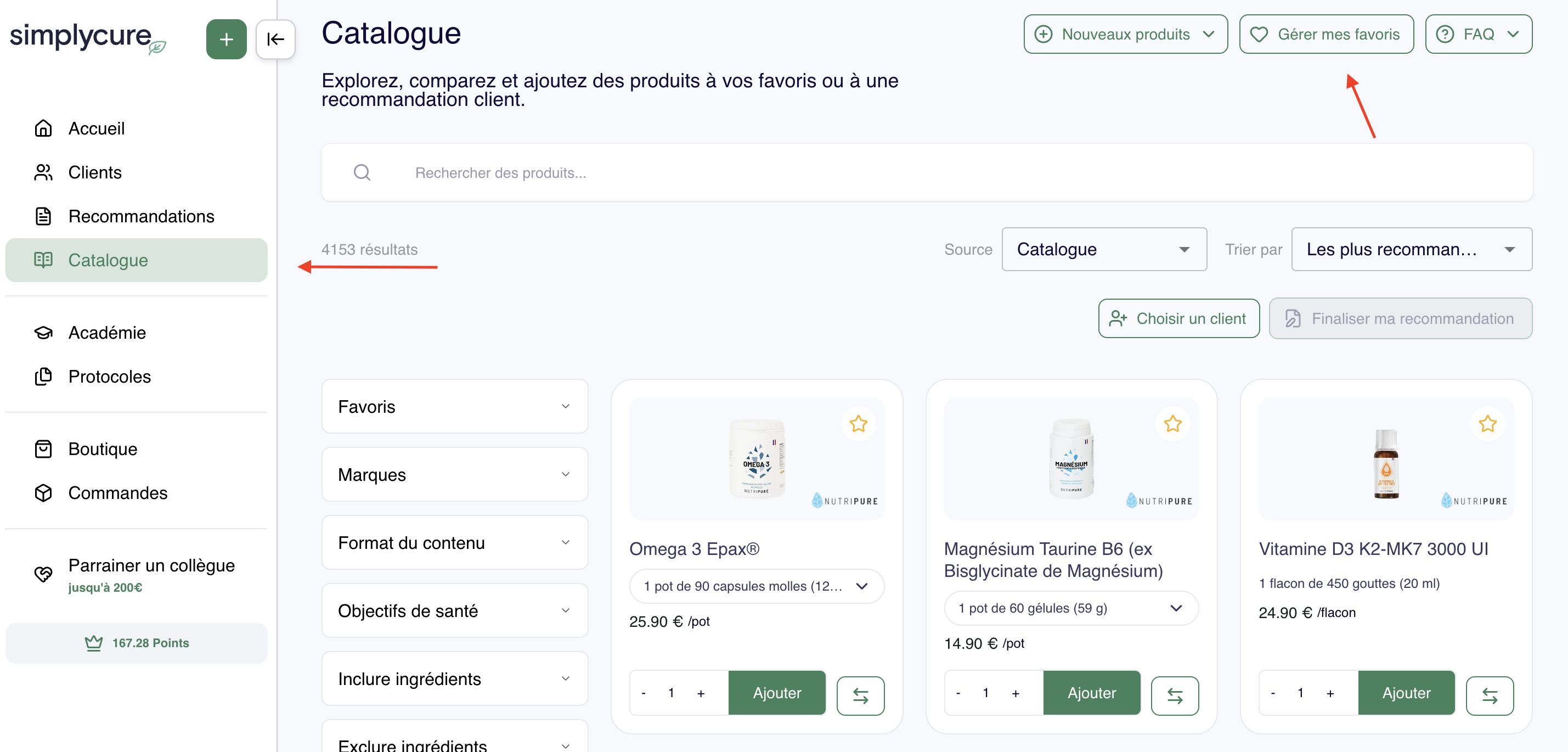 Ajouter des produits aux favoris