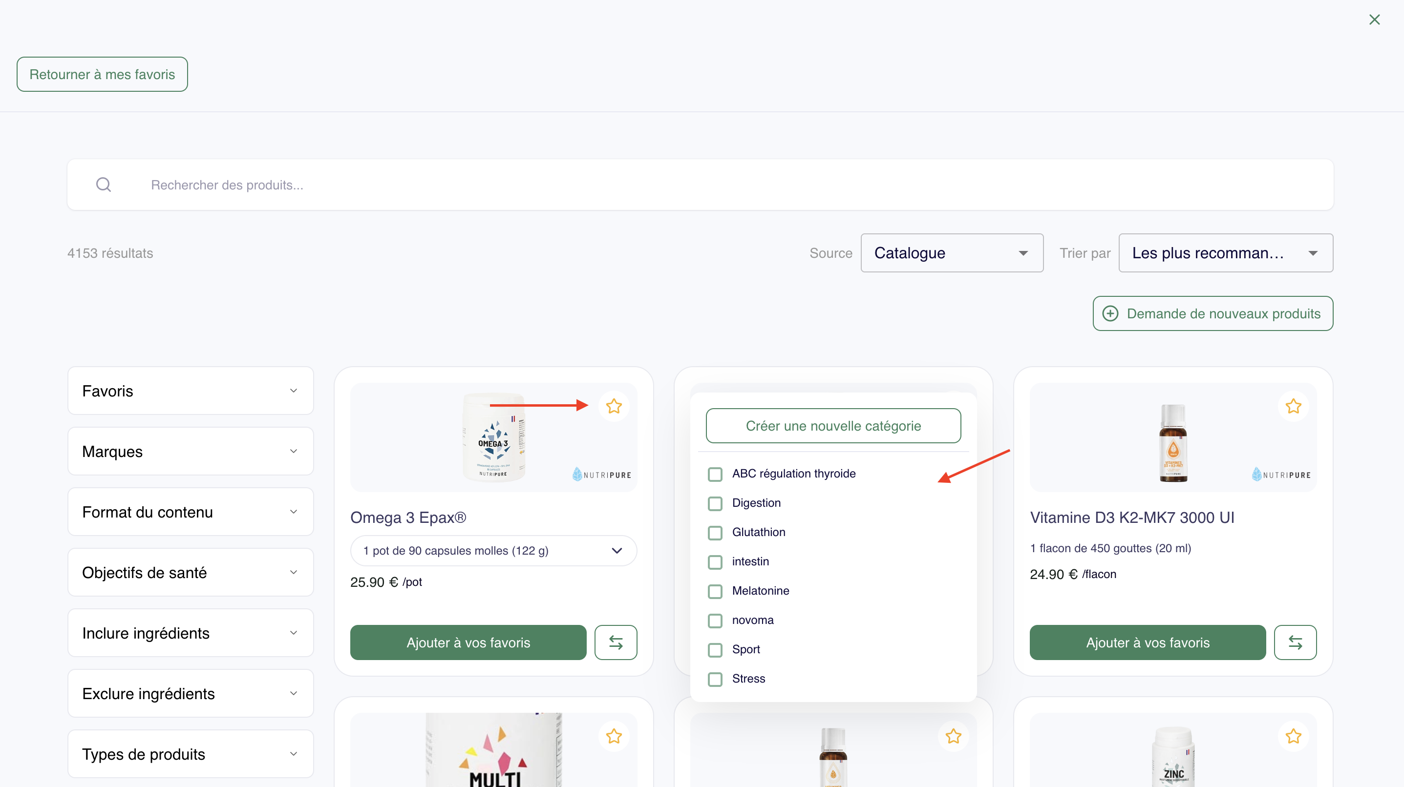 Rendre une catégorie de favoris publique