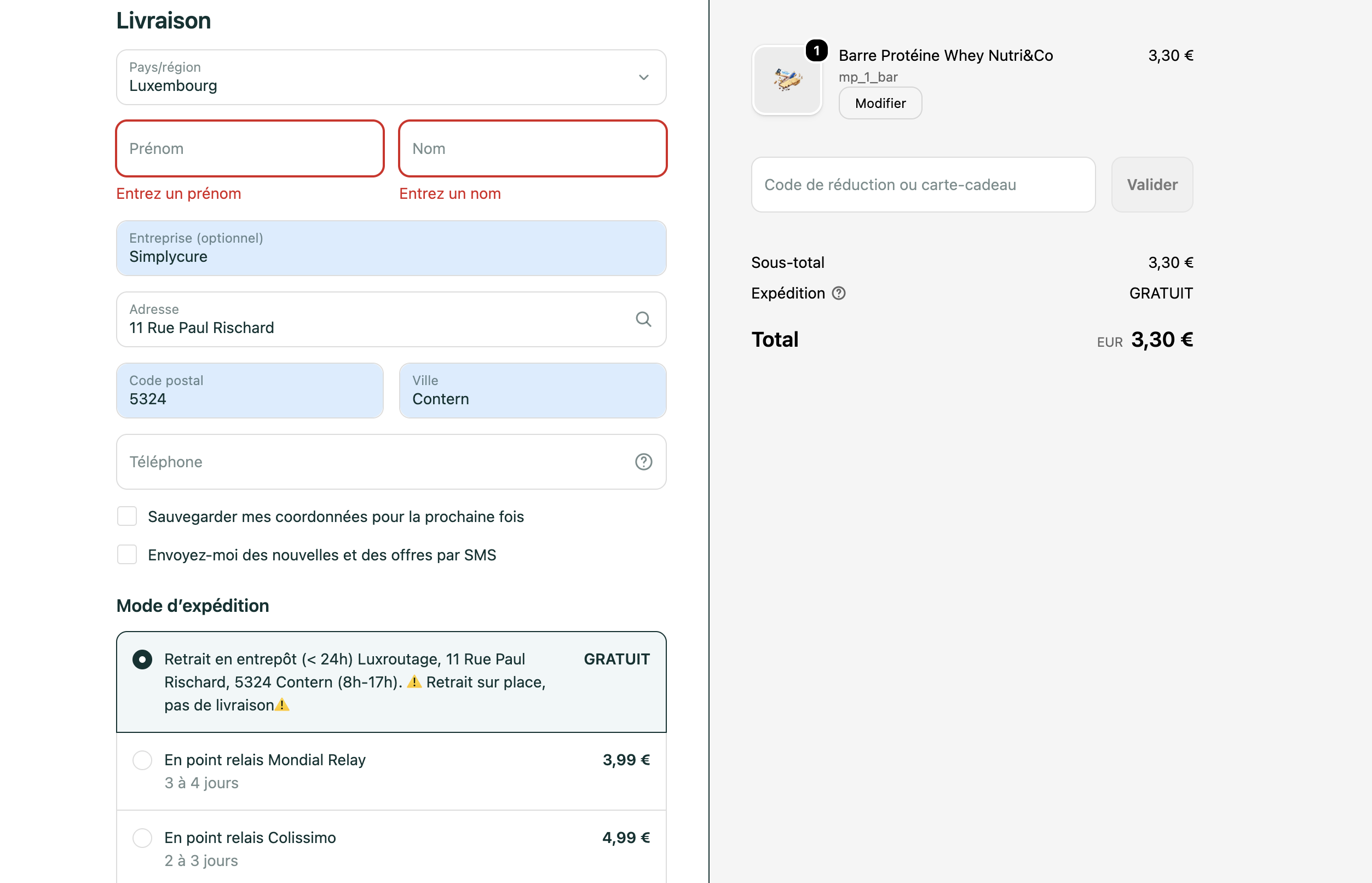 Entrepôt Simplycure à Contern Luxembourg