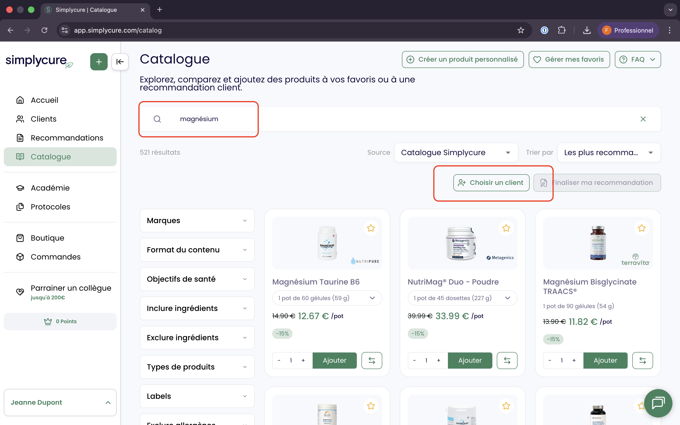 Recherche de produits dans le catalogue Simplycure