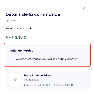 Email de confirmation d'expédition avec numéro de suivi